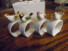 Set of 4 figural porcelain bird napkin rings from House of Global Art