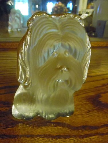 Viking Glass clear frosted Yorkie Shih Tzu  dog