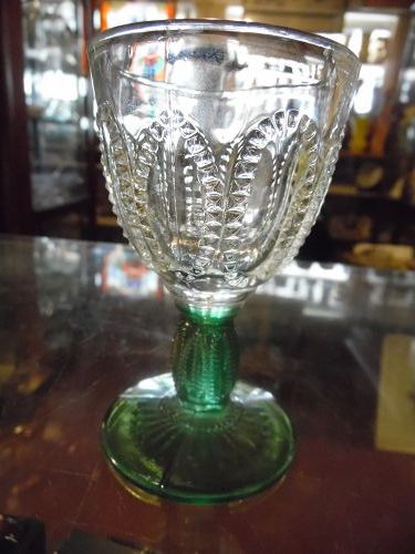 Vintage Avon Emerald Accents beaded crystal goblet green base