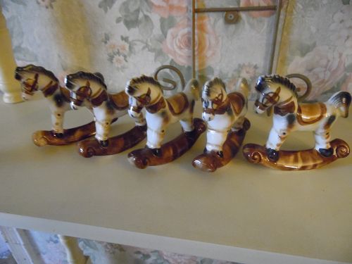 Vintage ceramic Rocking horse napkin rings