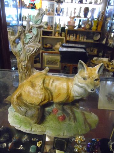 Hand painted ceramic red fox figurine