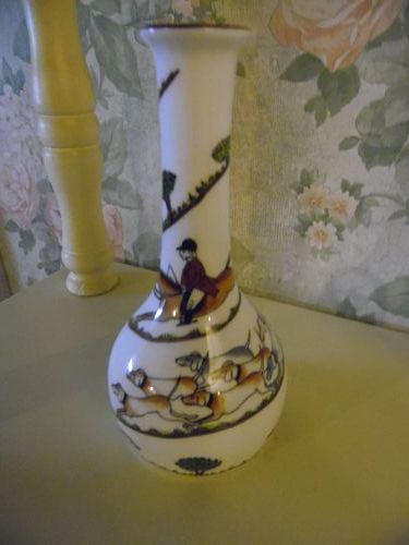 Crown Staffordshire Hunting scene bud vase