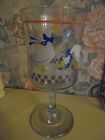 Libby Country Geese ribbon & pink heart Stemmed goblet
