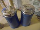 Large china delphite blue salt and pepper shakers 5 3/4" tall WOW