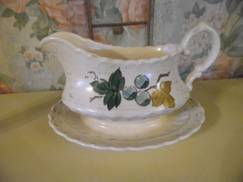 Metlox Vineyard gravy boat with attached underplate