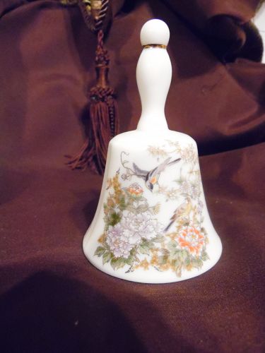 Bell Collectors Club porcelain bell Asian flowers birds by Marue Japan