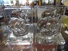 New Martinsville Viking sailing ships crystal bookends