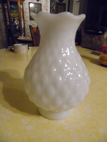 Diamond quilted milk glass replacement lamp globe chimney