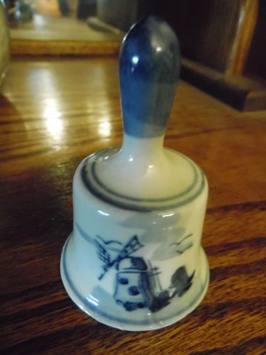 Delft Holland collector bell 3" windmill and flower