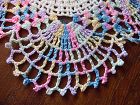 Vintage hand crochet varegated pastel round doily