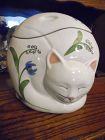 N.S. Gustin Sleeping cat cookie jar with florals