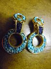 Vintage Swoboda turquoise and amethyst  dangle clip earrings