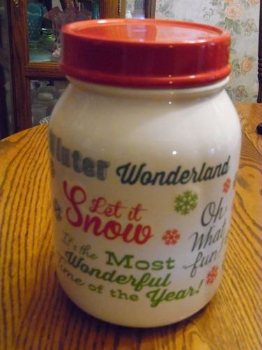 Large Mixed Christmas sayings ceramic cookie jar