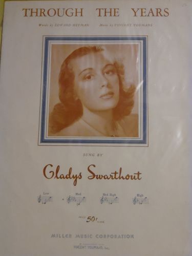 Vintage 1931 sheet music Through The Years sung by Gladys Swarthout