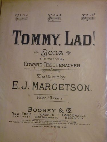 Tommy Lad vintage sheet music