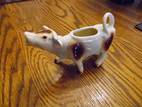 Brown and white porcelain cow creamer W Germany