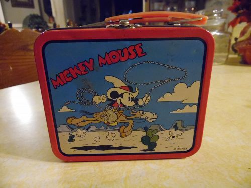 Mickey Mouse Cowboy  riding horse Disney mini tin lunch box