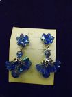 Vintage Carole California Blue aurora crystal chandelier clip earrings