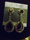 Axiom Rhinestone dangle earrings with orchid color stones