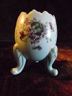 Norcrest  blue footed egg vase with violets