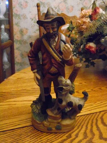 Large Vintage hunter and dog figurine bisque porcelain