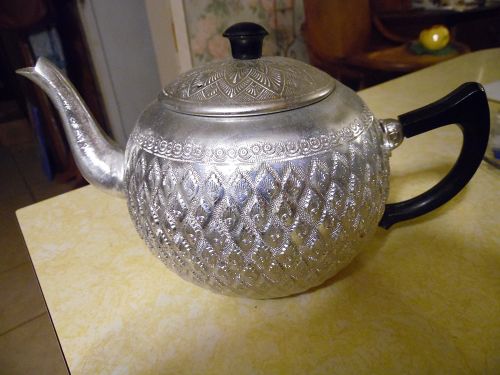 Hand Crafted vintage Thailand Aluminum teapot BEAUTIFUL
