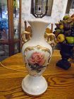 Vintage ceramic table lamp with rose decoration works