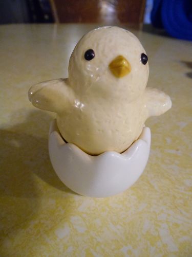 Ceramic hatching chick and egg salt and pepper shaker set