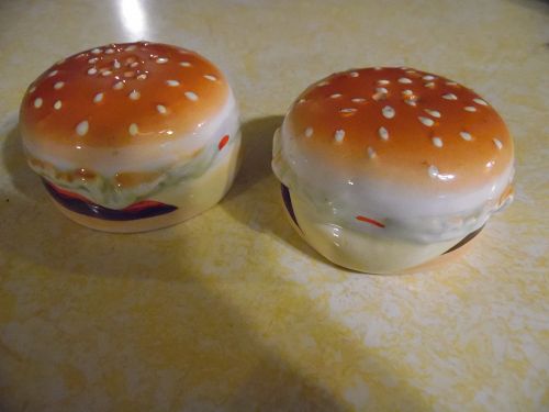 Ceramic cheeseburgers salt and pepper shakers