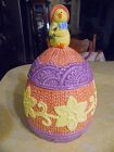 Cute ceramic Easter egg cookie jar with little chick