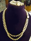 Nice heavy faux pearl double strand necklace with bracelet fancy clasp