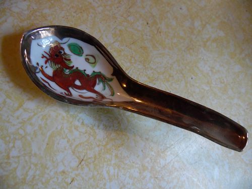 Dragon and phoenix porcelain soup rice spoon