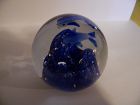 Dolphins and waves art glass bubble paperweight