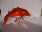 Beautiful red art glass blown dolphin figurine paperweight