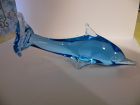Lovely hand blown art glass turquoise dolphin figurine paperweight