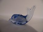 Blown art glass light blue and clear dolphin figurine