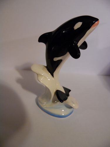 Vintage ceramic orca killer whale figurine Japan