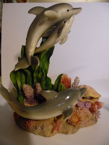 Dolphins and reef figurine 7.5"