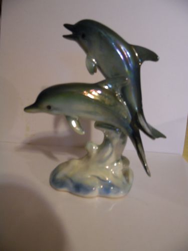 Vintage Norcrest leaping dolphins figurine, lustre finish