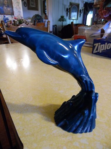 Cook Company Dolphin sculpture teal marble