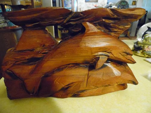Redwood chainsaw carved Dolphin