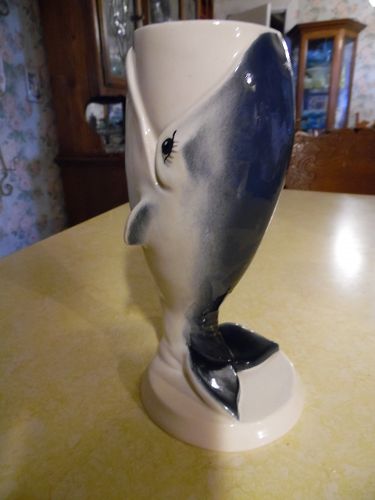 Vintage ceramic whale tankard  with mermaid in the bottom