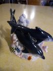 Porcelain dolphins and coral reef fish tank figurine