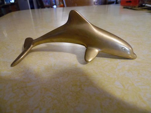 Solid brass Dolphin paperweight figurine