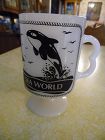Sea World Shamu milk glass mug by Fireking Anchor Hocking