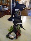 Beautiful two orca killer whales fine porcelain figurine