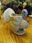 Bisque porcelain turkey vase /silver ware holder