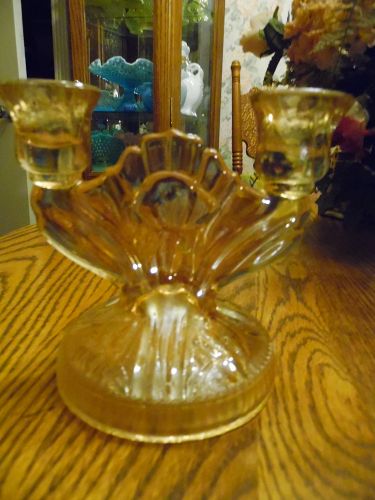Jeanette marigold  Iris and Herringbone double candle holder