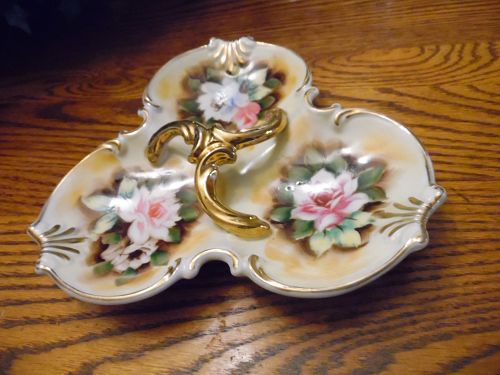 Enesco  floral Heirloon 3 section server E2370