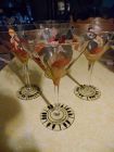 Set of hand painted Jazz club martini glasses by Ambiance collection